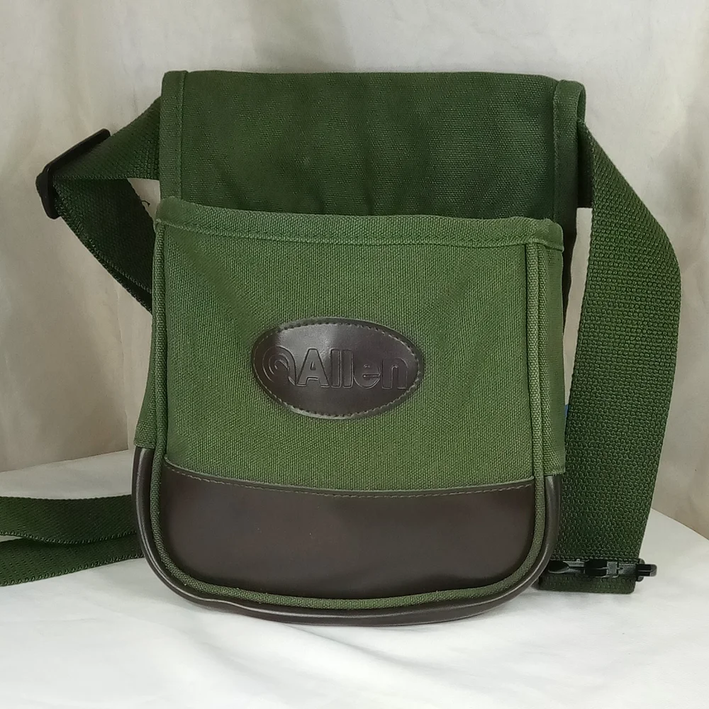 Allen Outdoor Leather Green Canvas Adjustable Utility Pouch Bag Belt